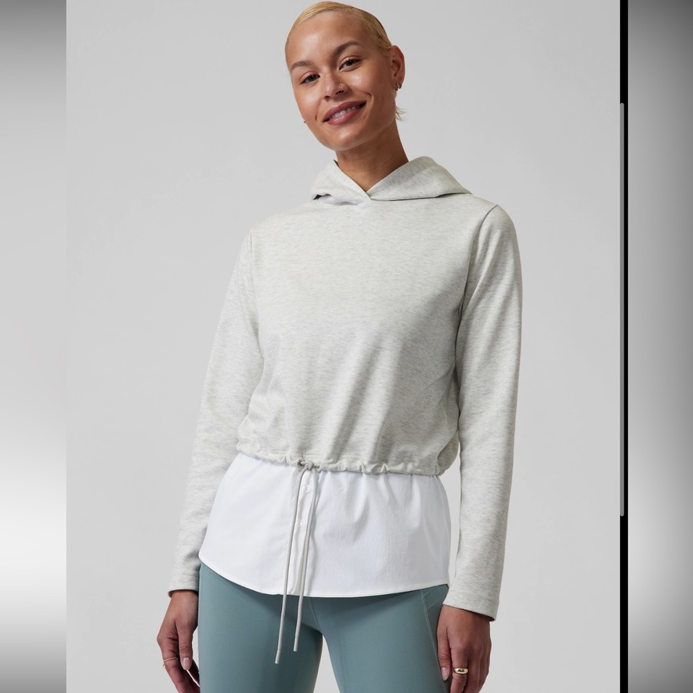 Athleta Gallery Hoodie Top Size Small Grey